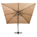 VidaXL Parasol wiszący z podwójną czaszą, 300x300 cm, taupe