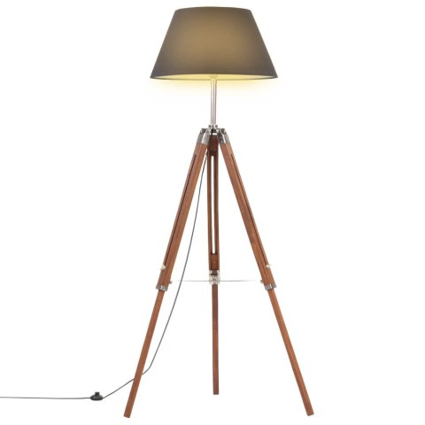 VidaXL Lampa podłogowa na trójnogu, brązowo-czarna, tek, 141 cm