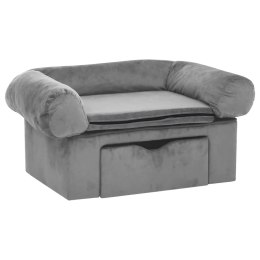 VidaXL Sofa dla psa, z szufladą, szara, 75x50x38 cm, pluszowa