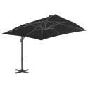 VidaXL Parasol wiszący z aluminiowym słupkiem, 3x3 m, czarny