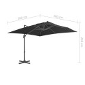 VidaXL Parasol wiszący z aluminiowym słupkiem, 3x3 m, czarny