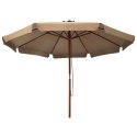 VidaXL Parasol ogrodowy na drewnianym słupku, 330 cm, taupe