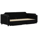 VidaXL Sofa rozsuwana z szufladami, czarna, 90x200 cm, tkanina