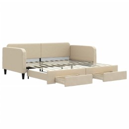 VidaXL Sofa rozsuwana z szufladami, kremowa, 100x200 cm, tkanina