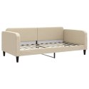 VidaXL Sofa rozsuwana z szufladami, kremowa, 100x200 cm, tkanina