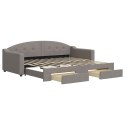 VidaXL Sofa rozsuwana z szufladami, taupe, 90x200 cm, tkanina