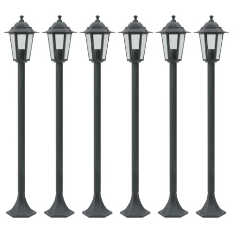 VidaXL Lampy ogrodowe, 110 cm, E27, aluminium, ciemnozielone, 6 szt.