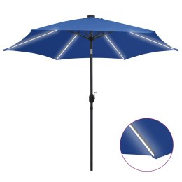 VidaXL Parasol ogrodowy z LED i aluminiowym słupkiem 300 cm, niebieski