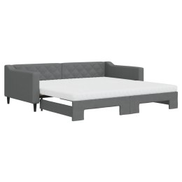 VidaXL Sofa rozsuwana z materacami, ciemnoszara, 100x200 cm, tkanina