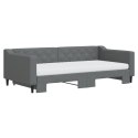 VidaXL Sofa rozsuwana z materacami, ciemnoszara, 100x200 cm, tkanina