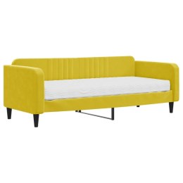 VidaXL Sofa z materacem do spania, żółta, 90x200 cm, aksamit