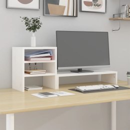 VidaXL Podstawka na monitor, biała, 81x20x30 cm, lite drewno sosnowe