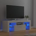 VidaXL Szafka TV z oświetleniem LED, biała, wysoki połysk, 120x35x40cm