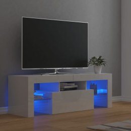 VidaXL Szafka TV z oświetleniem LED, biała, wysoki połysk, 120x35x40cm