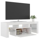 VidaXL Szafka TV z oświetleniem LED, biała, wysoki połysk, 120x35x40cm