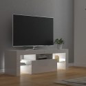 VidaXL Szafka TV z oświetleniem LED, biała, wysoki połysk, 120x35x40cm