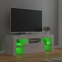 VidaXL Szafka TV z oświetleniem LED, biała, wysoki połysk, 120x35x40cm