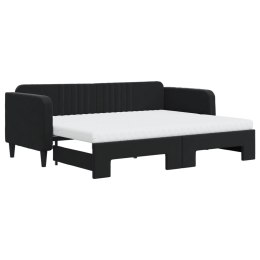 VidaXL Sofa rozsuwana z materacami, czarna, 80x200 cm, aksamit