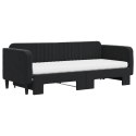 VidaXL Sofa rozsuwana z materacami, czarna, 80x200 cm, aksamit