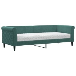 VidaXL Sofa z materacem do spania, ciemnozielona, 80x200 cm, aksamit