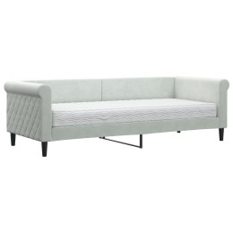 VidaXL Sofa z materacem do spania, jasnoszara, 80x200 cm, aksamit