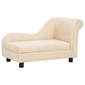 VidaXL Sofa dla psa, z poduszką, kremowa, 83x44x44 cm, pluszowa