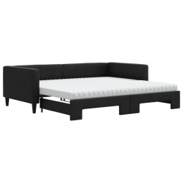 VidaXL Sofa rozsuwana z materacami, czarna, 100x200 cm, tkanina