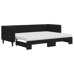 VidaXL Sofa rozsuwana z materacami, czarna, 80x200 cm, aksamit