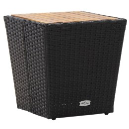 VidaXL Stolik herbaciany, czarny, 41,5x41,5x43 cm, rattan PE i akacja