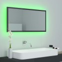 VidaXL Lustro łazienkowe LED, wysoki połysk, szare, 90x8,5x37cm, akryl