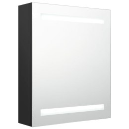 VidaXL Szafka łazienkowa z lustrem i LED, czarna, 50x14x60 cm