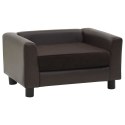 VidaXL Sofa dla psa, brązowa, 60x43x30 cm, plusz i sztuczna skóra