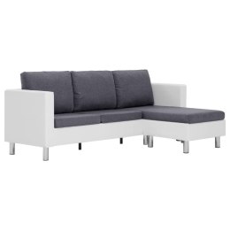 VidaXL 3-osobowa sofa z poduszkami, biała, sztuczna skóra