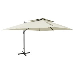 VidaXL Parasol wiszący z podwójną czaszą, piaskowy, 400x300 cm