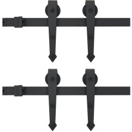 VidaXL System do mocowania drzwi przesuwnych, 2 x 183 cm, stal, czarny