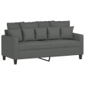 VidaXL Sofa 2-osobowa, ciemnoszara, 140 cm, tapicerowana tkaniną