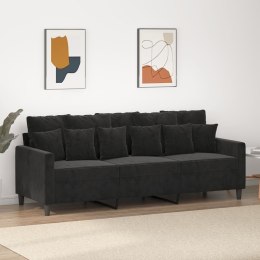 VidaXL Sofa 3-osobowa, czarny, 180 cm, tapicerowana aksamitem