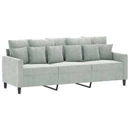 VidaXL Sofa 3-osobowa, jasnoszara, 180 cm, tapicerowana aksamitem