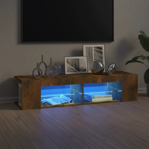 VidaXL Szafka TV z oświetleniem LED, przydymiony dąb, 135x39x30 cm