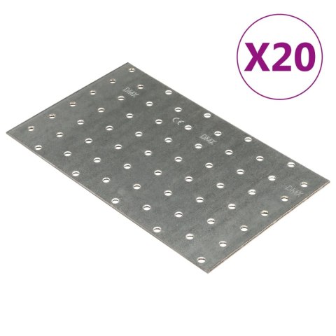 VidaXL Płytki perforowane, 20 szt., 2 mm, 200x120 mm, stal ocynkowana