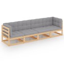 VidaXL 3-osobowa sofa ogrodowa z poduszkami, lite drewno sosnowe