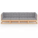 VidaXL 3-osobowa sofa ogrodowa z poduszkami, lite drewno sosnowe