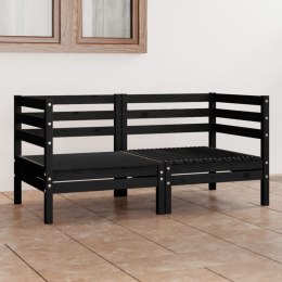 VidaXL 2-osobowa sofa ogrodowa, czarna, lite drewno sosnowe