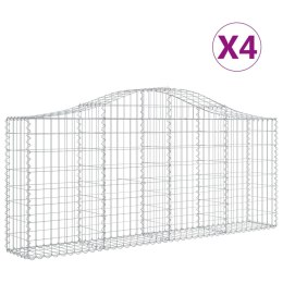 VidaXL Kosze gabionowe, 4 szt, 200x30x80/100 cm, galwanizowane żelazo