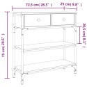 VidaXL Stolik konsolowy, czarny, 72,5x25x75 cm