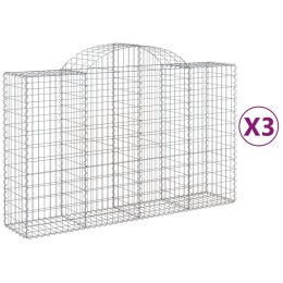 VidaXL Kosze gabionowe, 3 szt, 200x50x120/140 cm, galwanizowane żelazo