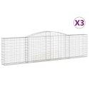 VidaXL Kosze gabionowe, 3 szt, 400x30x100/120 cm, galwanizowane żelazo