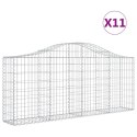 VidaXL Kosze gabionowe, 11 szt, 200x30x80/100 cm, galwanizowane żelazo