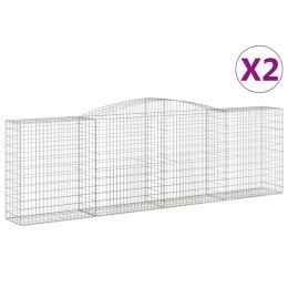 VidaXL Kosze gabionowe, 2 szt, 400x50x120/140 cm, galwanizowane żelazo