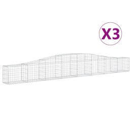 VidaXL Kosze gabionowe, 3 szt, 400x30x40/60 cm, galwanizowane żelazo